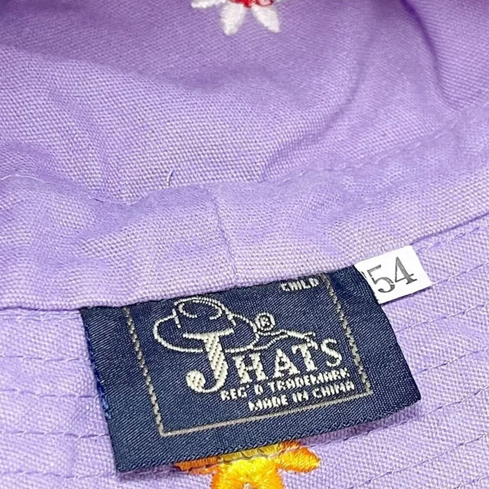 JHats Purple Flower Sun Bucket Hat Cap Child Size Vintage Ocean Breeze Waterpark